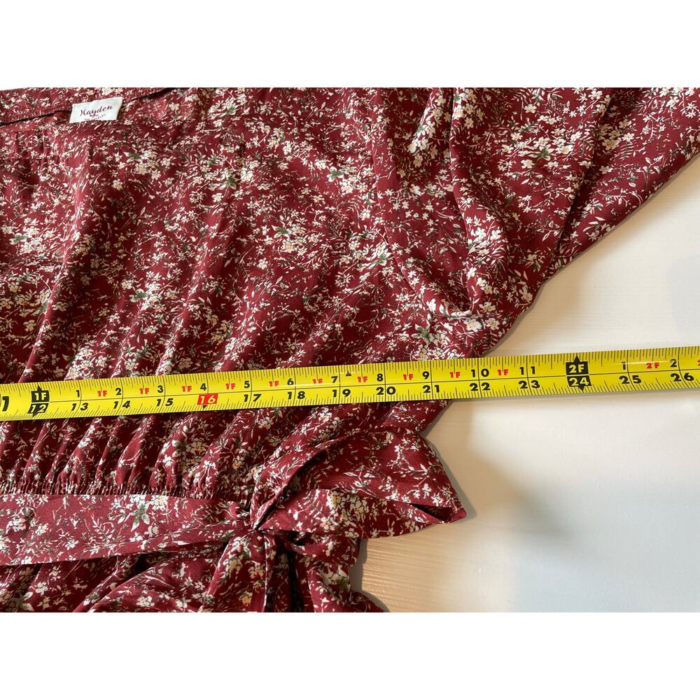 Hayden Maxi Dress NWT Pockets Sz 3XL Long Sleeves Floral Belted Cottagecore - Picture 11 of 12